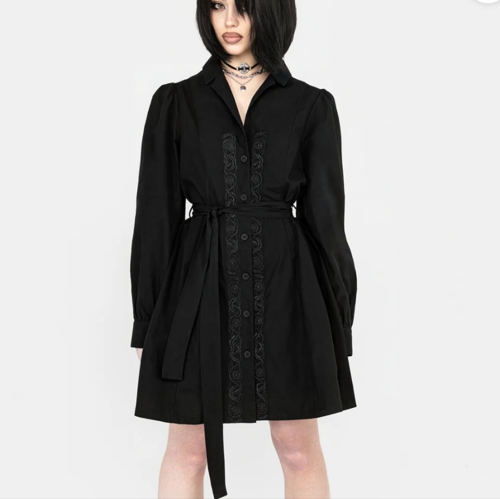 Disturbia - Letavia Embroidered Mini Shirt Dress - 6 - Picture 2 of 7
